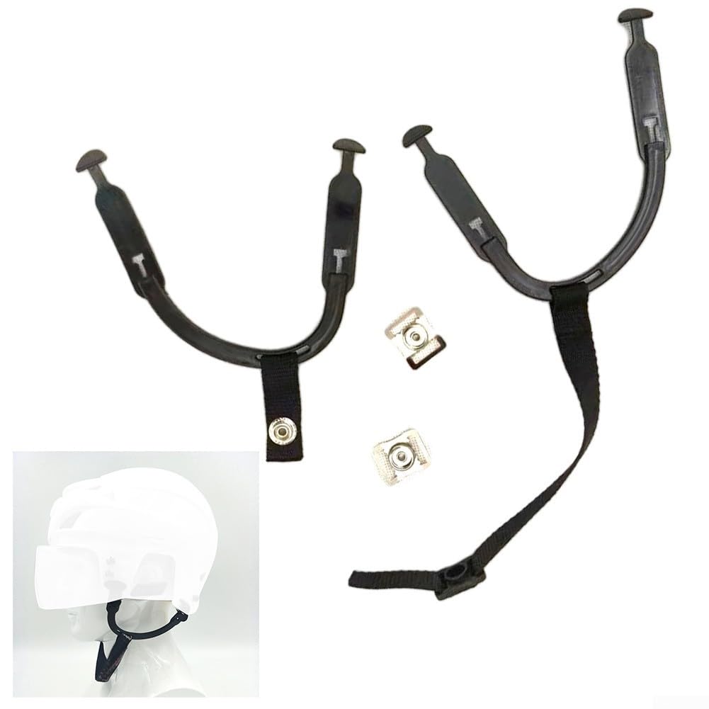 Sottogola di ricambio per casco da hockey in nylon e gomma, lunghezza regolabile, facile chiusura a scatto