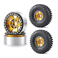 1.9in Beadlock Wheel & Tire Set For 1/10 RC Crawlers - Aluminum Rims For TRX-4 SCX10 Models