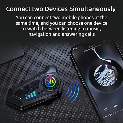 Image of Motorcycle Helmet Headset with HiFi Sound,Noise Cancellation,Helmet Speakers Helmet Headphones with Mircrophone,1000mAh Battery,Easy to Work with Golves,IPX6 Waterproof,Voice Assistant