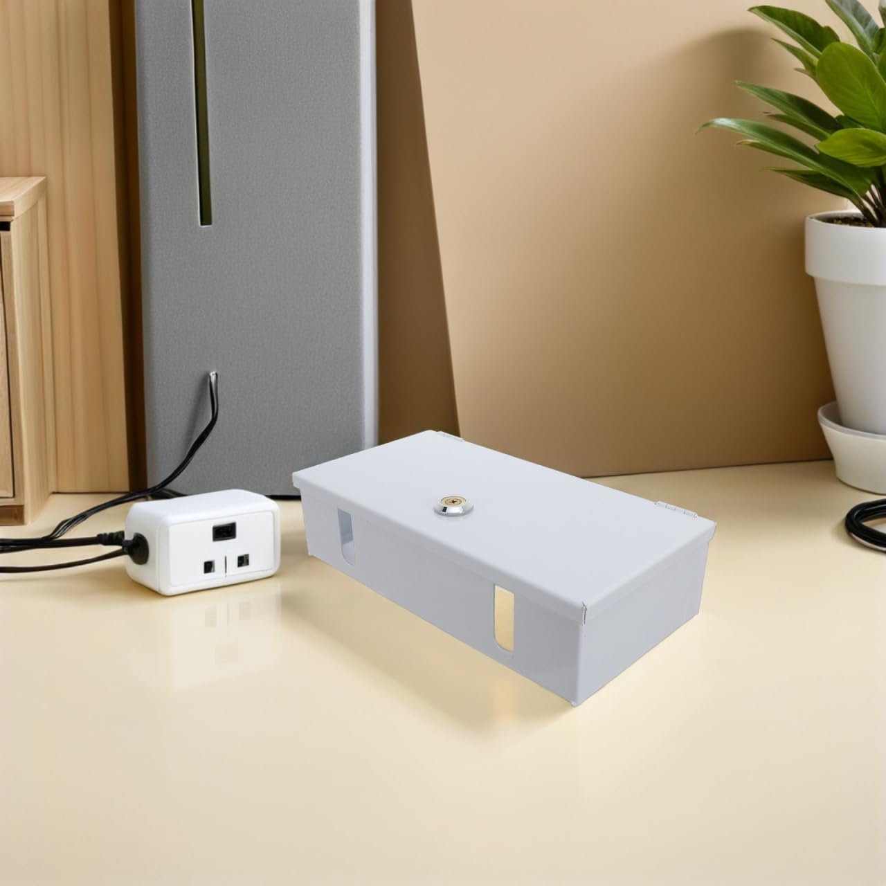 Caja de tapa de enchufe con cerradura para tomas eléctricas, protector de enchufe resistente a la intemperie con bloqueo seguro para uso en interiores y exteriores, fácil instalación a