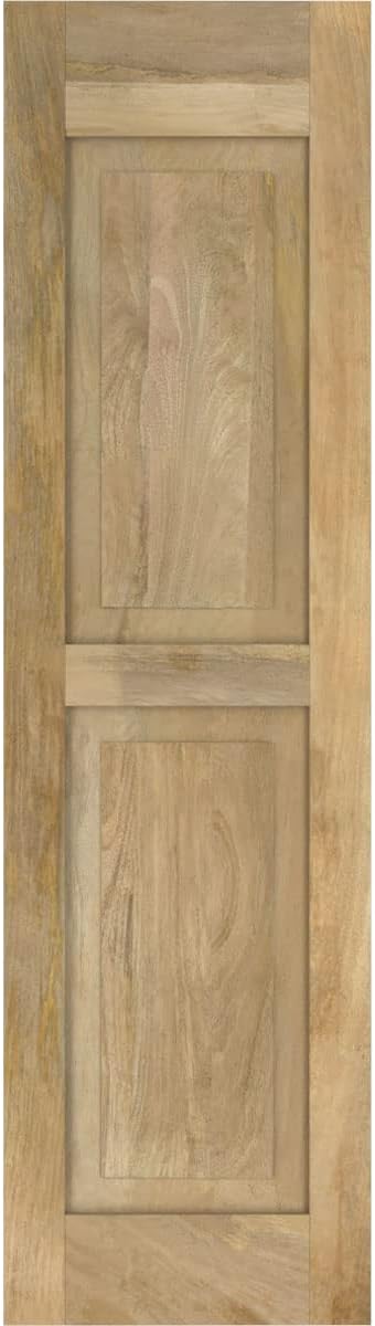 12"W x 41"H Americraft Two Equal Flat Panel Exterior Real Wood Shutters (Per Pair), Unfinished