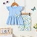 WESIDOM Toddler Girl Clothes Layered Ruffle Top Floral Shorts Cute Toddler Girls Summer Outfits 2Pcs Clothing Set(Blue,4-5T)