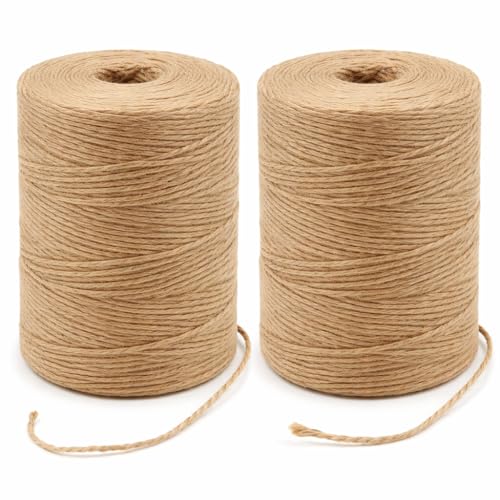 2mm 164FT, 600FT, 1200FT, 1800FT Natural Jute Twine String, 2 Pack of 600FT