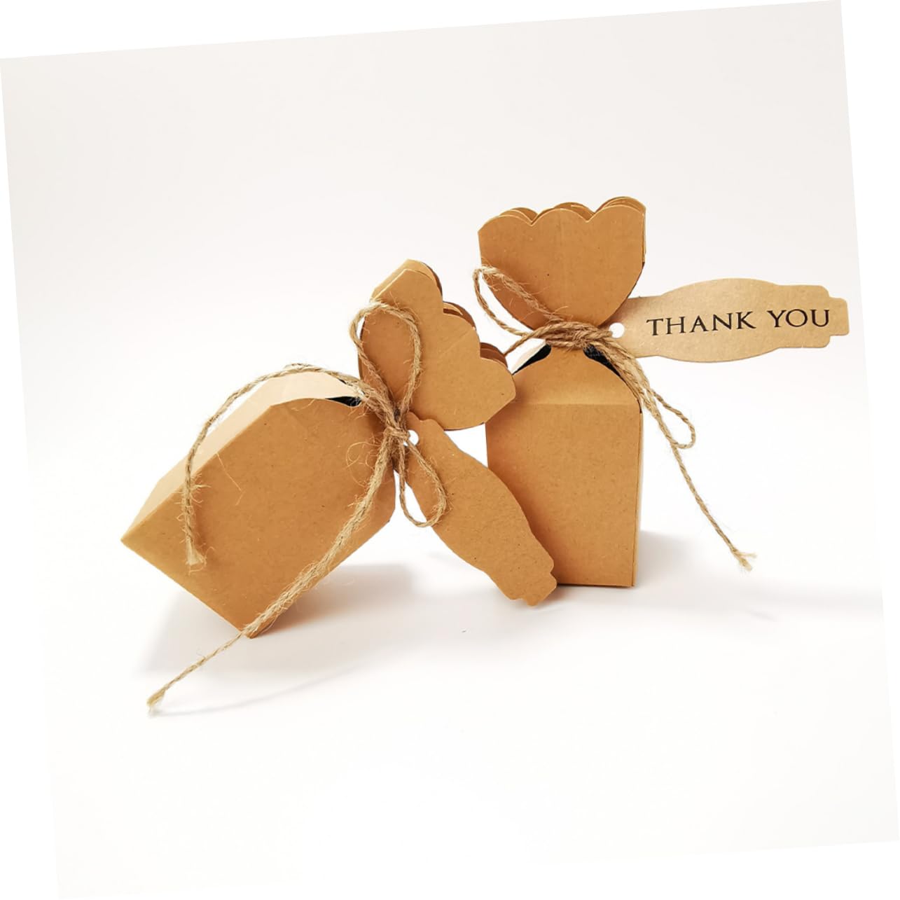 LOORGVEL 150 Sätze Kraftpapier Hochzeit Geschenkbox DIY Candy Favors Box mit Hanfseil Party Süßigkeiten Verpackung für Hochzeit Geburtstag Shower und Festlichkeiten