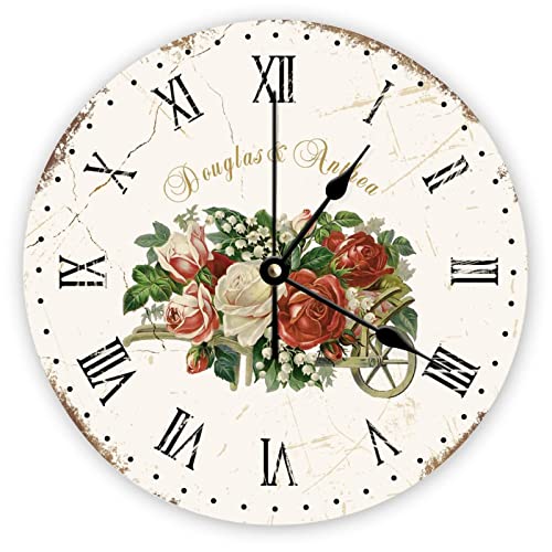 Horloge silencieuse sans tic-tac Mighun à fleurs vintage pour une chambre à coucher apaisante