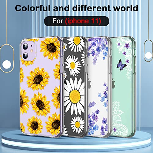 Cute Case Compatible With Iphone 11 Flower Floral Unique Design For Women Girls Kids Clear With White Daisy Pattern Design Slim Thin Soft Silicone Tpu Protective Phone Cover For Iphone 11(6.1 Inch) #TOP6