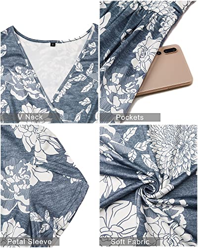 Ouges Summer Maternity Maxi Dress Wrap V Neck Baby Shower Pregnancy Dresses For Photoshoot(Floral-12, Large) #TOP5