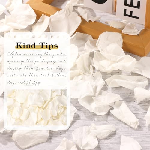 Pétalos de rosa seca natural blancos 3.53 oz 380 pcs miniatura 3