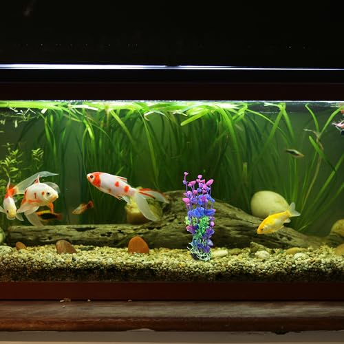Image of Aquarium Decoration,Plastic Plant Decoration for Aquarium Landscaping, 8.3Inch(Purple Green)