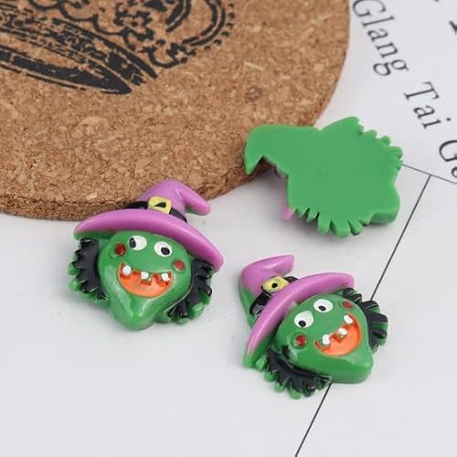 Heyiwell 10Pc Flat Back Cabochon Resin Halloween Witch Embellishments For Hairclip Hair Bows Decoration Diy Crafts Making Scrapbooking 29 X 25Mm #TOP2