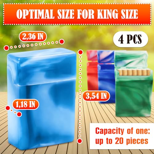 Cigarette Case - 4Pcs Plastic Cigarette Case Vintage Cigarette Holder Case for Cigarettes Case for Men Cigarette Holder for Women - King Size Cigarette Box