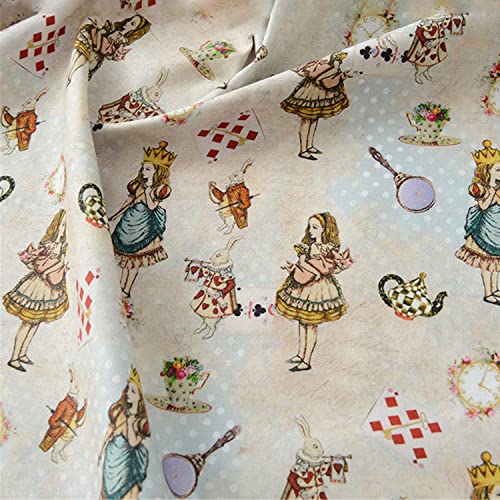 TINGCHAO Tela de algodón Puro Vintage póquer único Lindo jardín de niña de Dibujos Animados Hermoso Paisaje Dulce Amor Pareja patrón de Tela para Manualidades 110X50cm,A Cover