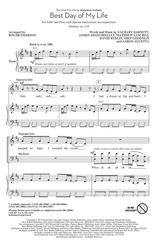 Hal Leonard Best Day of My Life SAB by American Authors Arranged by Roger Emerson