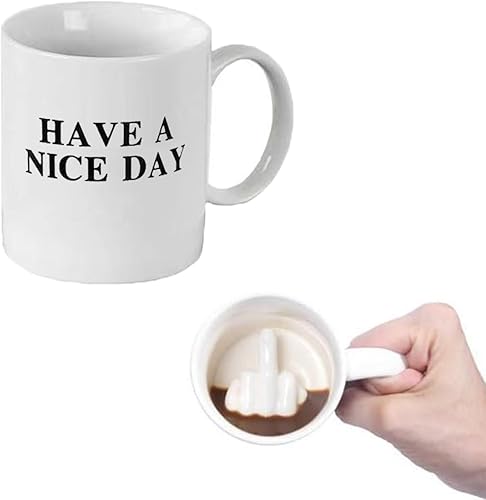 Taza de café con dedo 3D en la parte inferior, divertida taza de café para hombres y mujeres, taza de café novedosa con elefante blanco, regalo de