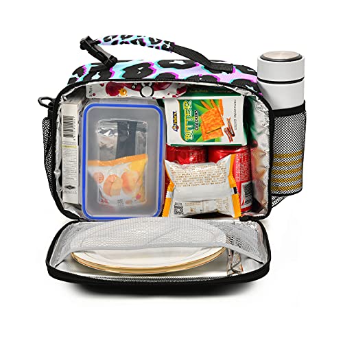 Lunch Bags Boxes Insulated Small Girls Boys Cooler Kids Thermal Rainbow Leopard Print Cheetah Animal For School Student With Shoulder Strap Water-Resistant #TOP1