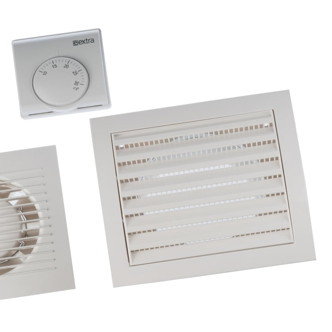 Europlast Ø 125 mm Intercambiador de calor con termostato – Kit de distribución de calor de pared – Plástico blanco
