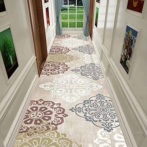 Tapis couloir sur mesure antidérapant grand format rectangle imprimé fleurs ZRUYI A