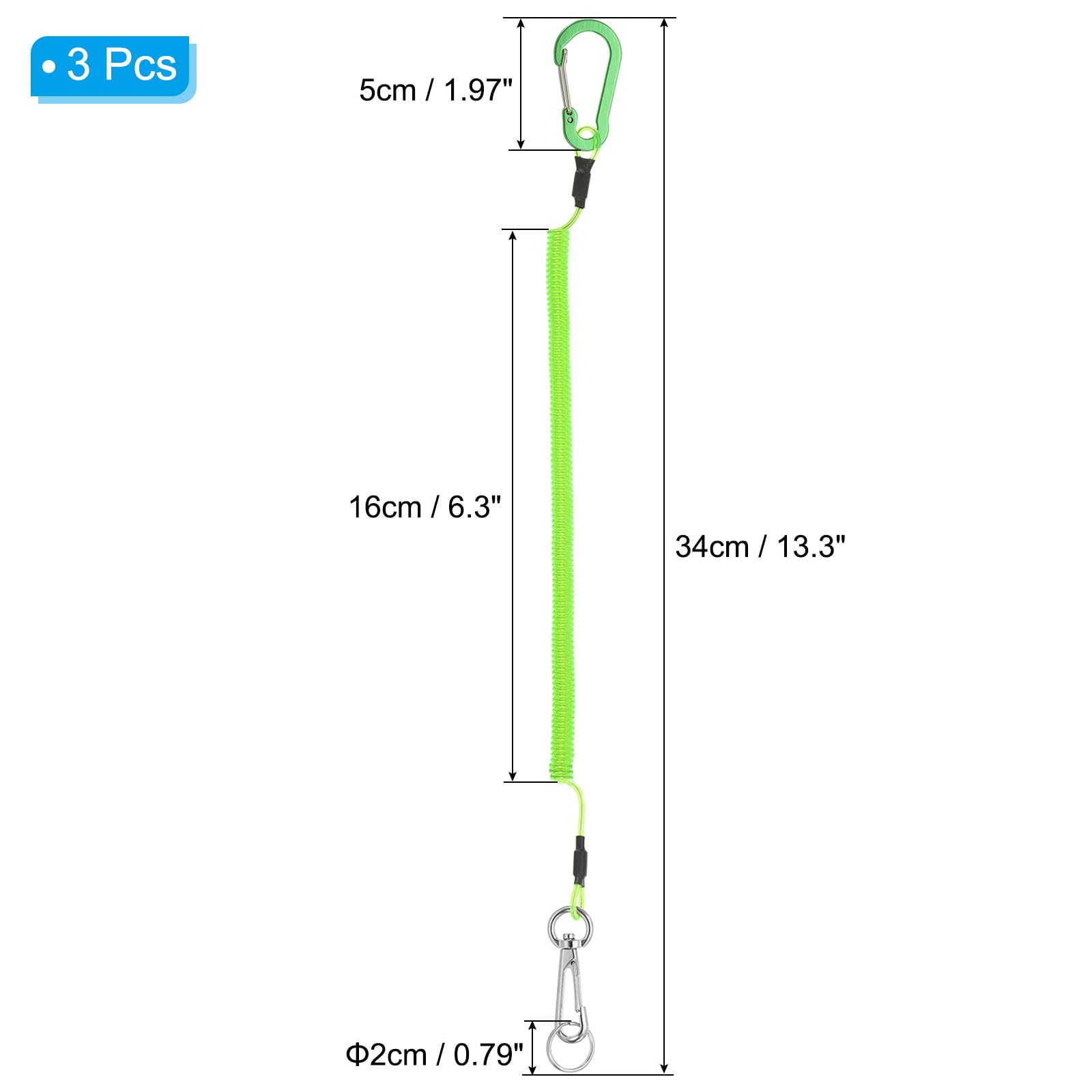 PATIKIL 3pcs Retractable Spring Coil Straps - Image 2