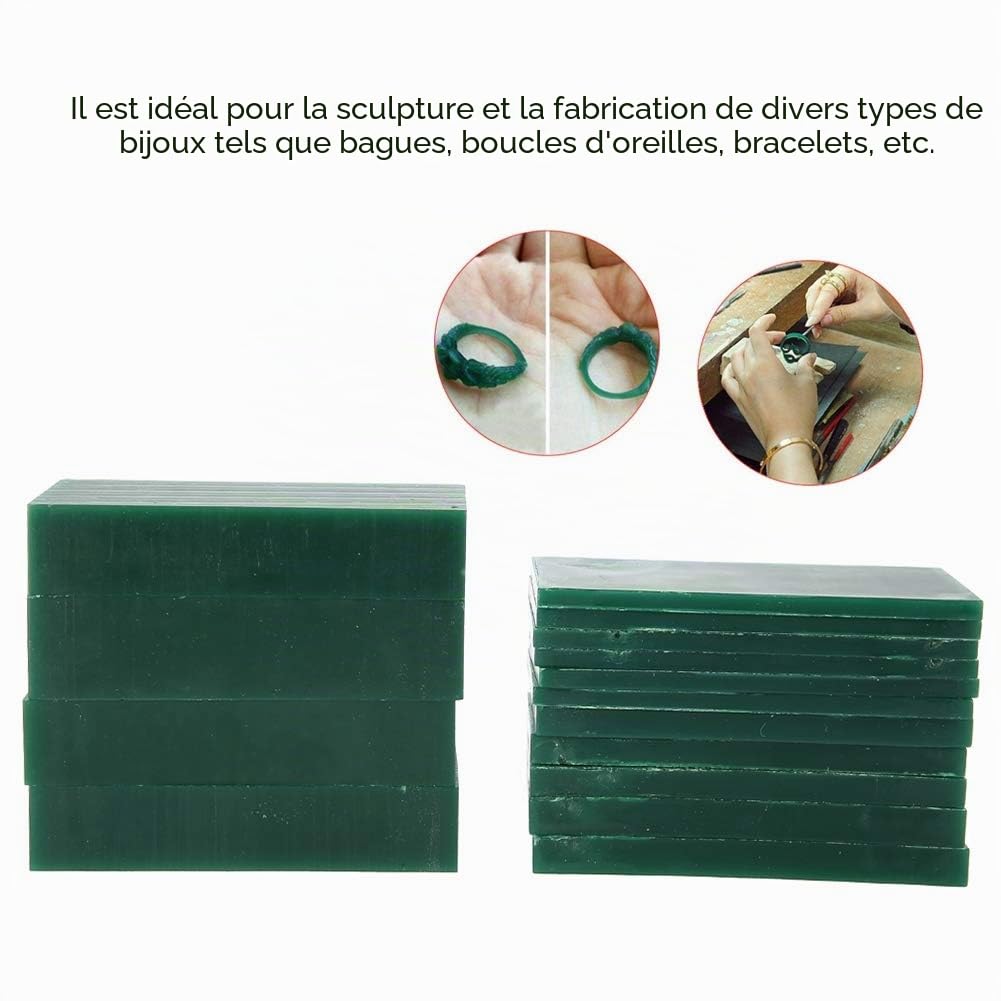 15 PCS 4/6/8/21/23mm Épaisseur Vert Sculpture Cire Morceau, Gravure De Bijoux Faire Outil Cire Anneau Cire de Sculpture Solide Pour La Pratique De La Bijoux Anneau