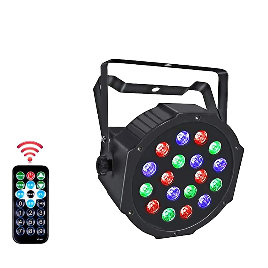 Mini LED Par Light 18Pcs Effect Stage Lights Professional DMX Control Sound Activated DJ Bar Chrismas Disco Party Wedding 1Pack