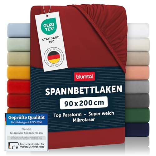 Blumtal Mikrofaser Spannbettlaken 90x200 cm Öko-Tex Zertifikat Aurora Red