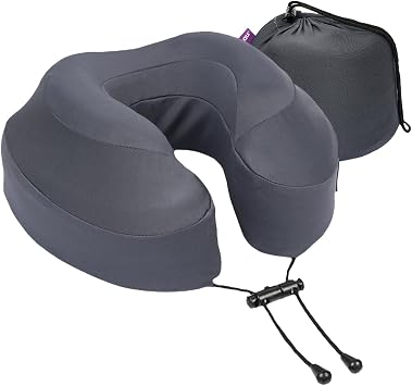 Cabeau Air Travel Pillow for Long Flights Evolution Plus U Shaped Memory Foam Neck Support Removable, Washable Cover Comfort On-The-Go for Airplane, Train, and Car Slate Grey