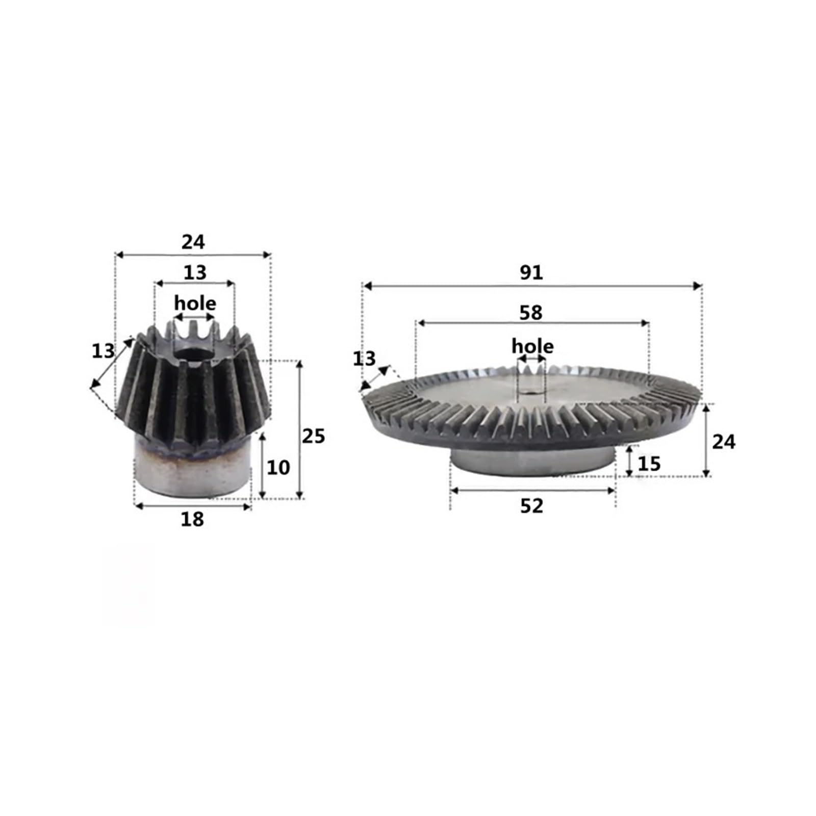 Bevel Gear Pinion Hardware Mechanical 90-Degree Transmission Bevel Gears 1.5M15 Teeth + 60 Teeth Process Hole 8mm Precision Bevel Gear Ratio 1:4