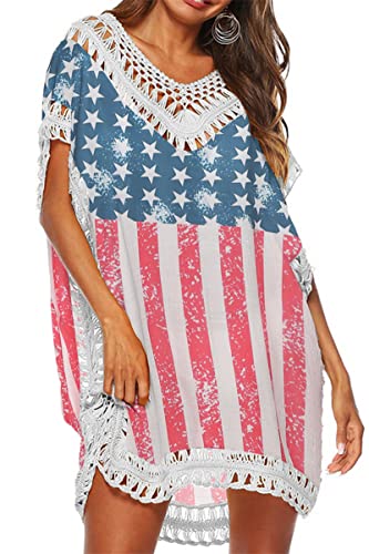 Image of Adisputent Womens Swimsuits Cover Ups Crochet Chiffon Beach Cover Bathing Suit Bikini Wear Coverups Dress