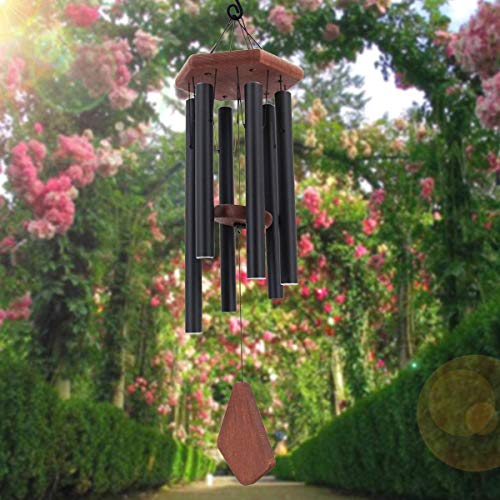 Image of Nature's Melody Aluminium, Wood Windchime (28 inch, Black)