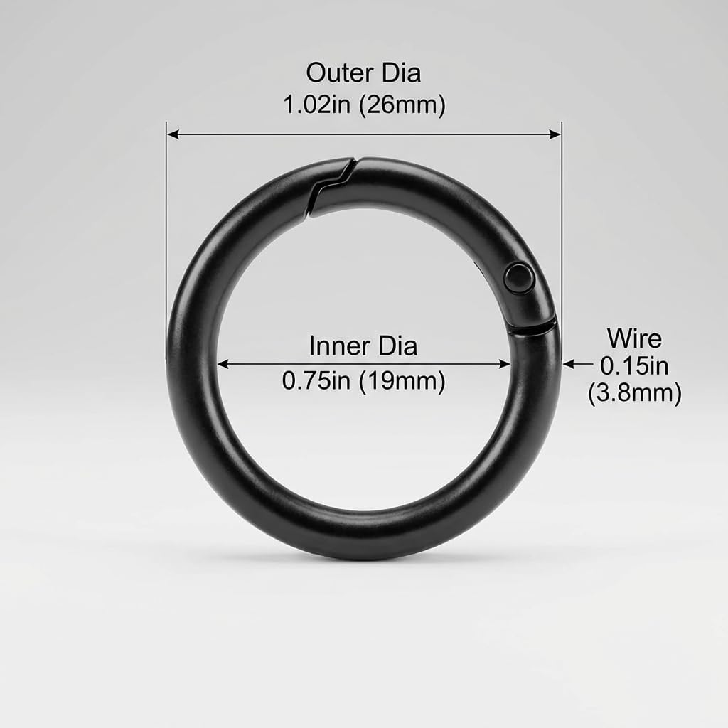 QWORK Spring O Ring, 100 Pcs Steel Round Snap Hooks for Backpacks, Handbags, and More - Image 2