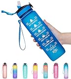 Giotto 32oz Large Leakproof BPA Free Drinking Water Bottle with Time Marker & Straw to Ensure You...