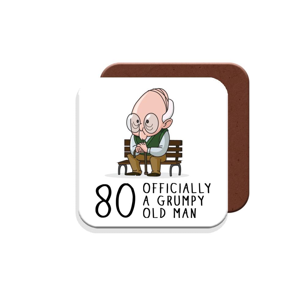Muggz Coaster 80Th Birthday Gift For Grumpy Old Man - Giftset - Made By In The Uk