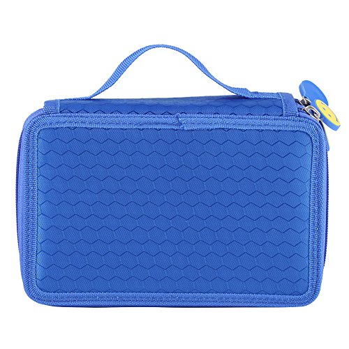 Nitrip 52 Slots Oxford Cloth Large Capacity 3-layer Pencil Bag Pen Case Drawing Painting Storage Pouch Organizador de lápices Acuarela portátil Estuche de envoltura de lápices(Azul)