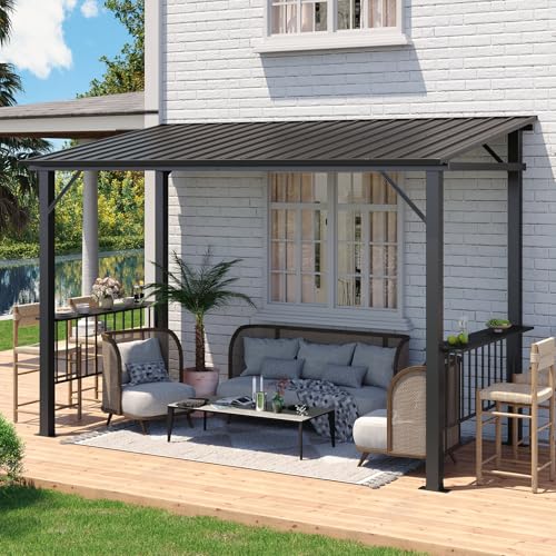 Aoxun 12x6FT Hardtop Gazebo, Grill Gazebo with Sloping Steel Roof, Black - Image 2