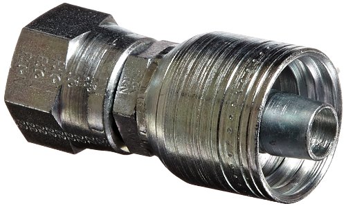 Aeroquip 1AA10FJ8 Carbon Steel Global TTC (Thru the Cover) Crimp Hose Fitting Female JIC Swivel, Straight, 1/2 Hose ID, 7/8 - 14 Thread