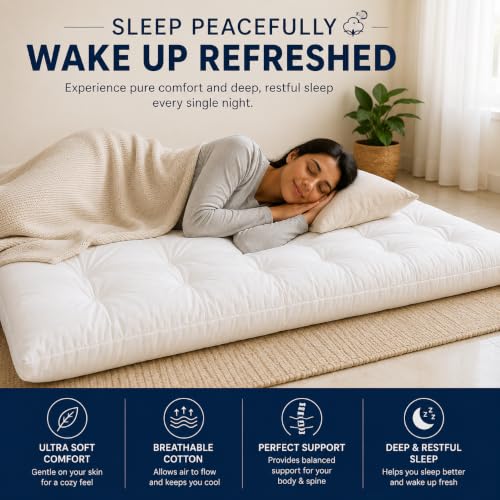 Image of Sleepy Bunny Cotton Mattress Single Bed 4 x 6 Feet | Gadda Single Bed for Floor | Comfortable Bad Gadda for Daily Use | Gadi for Home, Hostel, PG & Guests