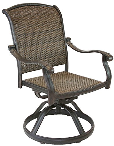 Santa Clara Outdoor Set Of 4 Patio Swivel Rocker Dining Chair Dark Bronze Cast Aluminum #TOP2