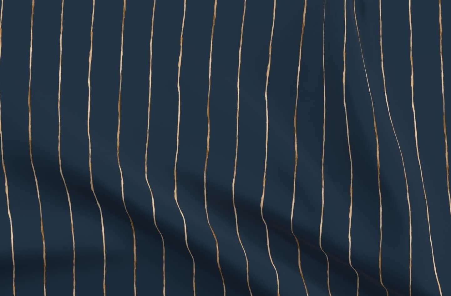 Spoonflower Fabric - Striped Minimalist Pin Stripe Thin Rose Gold Indigo Blue Navy Printed on Upholstery Velvet Fabric Fat Quarter - Upholstery Home Decor Bottomweight Apparel