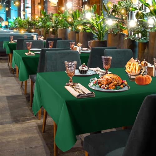 Image of sancua 6 Pack Hunter Green Tablecloth 60 x 102 Inch, Rectangle 6 Feet Table Cloth - Stain and Wrinkle Resistant Washable Polyester Table Cover for Dining Tables, Buffet Parties and Camping
