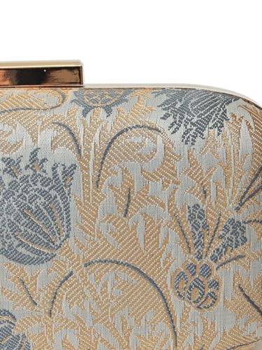 Image of THE TAN CLAN Elora Banarasi Long Clutch Purses Luxury Handbags Bag for Women - Elegant Evening Handbag, Stylish Purse with Magnetic Closure