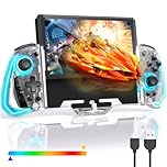 Switch Controller for Nintendo Switch/OLED, One-Piece Switch Pro Controllers Replacement for Joycon, Handheld Switch Grip Remote with 8 RGB Colors, Adjustable TURBO, Dual Motor Vibration, Back Button
