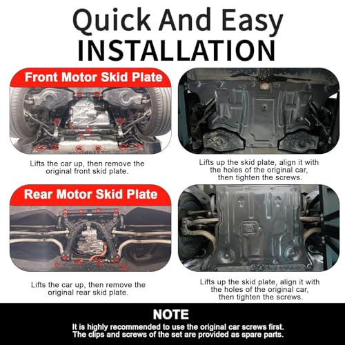 Image of PSLER Rear Skid Plate - Fit for Model 3 2017-2024 Under Engine Guard Cover Skid Plate Cover Heavy Duty Protection