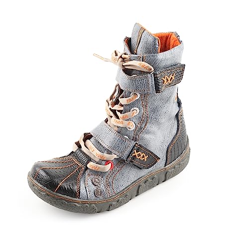 TMA EYES Women's PU Lining Flat Ankle Boots with Zipper for Casual Boots