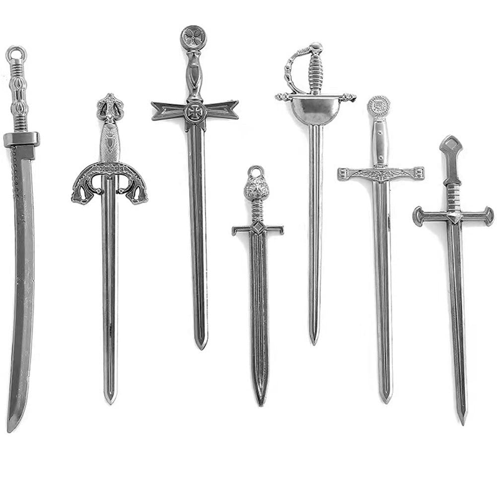 bopely 7 Pcs Antique Long Swords Katana Charms Pendants for Crafting Jewelry Findings Making Accessory for Diy Necklace Bracelet