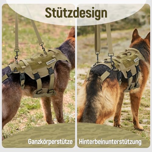 DAISTERN Hundegeschirr Unterstützung Geschirr, Hebegeschirr für Mittelgroße Große Hunde, Sicherheitsgeschirr mit 3 Griffen, Abnehmbare verstellbare Schultergurte und hintere Beingurte