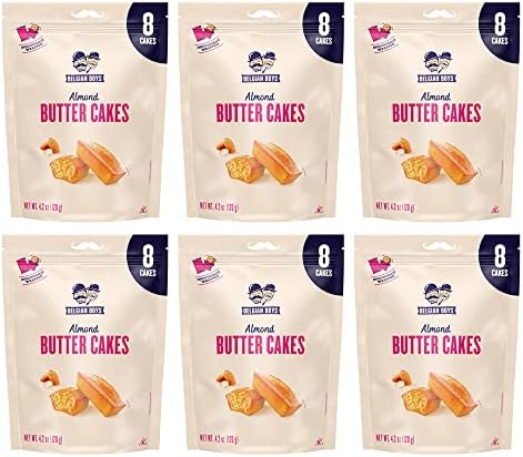 Belgian Boys Almond Butter Cakes, Mini Pound Cakes, Non-GMO, No Preservatives, Vegetarian Friendly, 4.2 Ounce (Pack of 6)