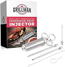 Grillman Heavy Duty Metal Stainless Steel Marinade Meat Injector Kit - Meat Injector Syringe Set - Great For Grill, Smoker, and BBQ Meats | Kitchen Gadgets, Accessories, and Cooking Utensils Set