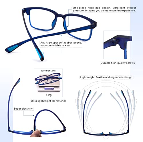 Cara Optical CR-WR2014-BLACK+BLUE-250-N Cara 2 Pack Progressive Multifocus Reading Glasses thumb #3