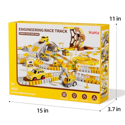 image for iHaHa 299 PCS Construction Race Tracks Boys Toys, 6 PCS Engineering Ca