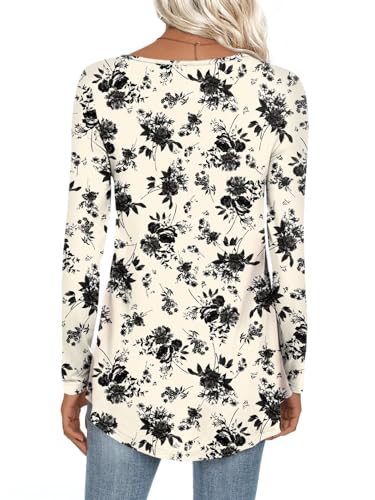 CATHY Womens Long Sleeve Casual Tunic Tops Fall Fashion 2026 Loose Fit Dressy to Wear with Leggings Winter Elastic Shirts, XXL, Ink Rose Lace — view 4